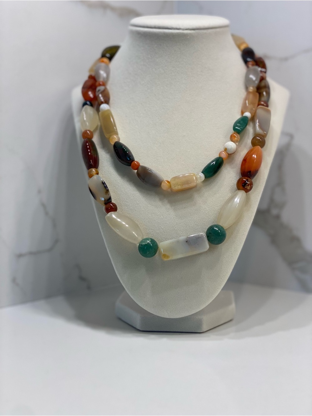 Multi-Color Boho Vintage Beggar Bead Agate Necklace - Women Jewelry